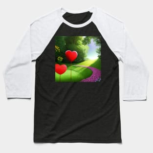 Valentine Wall Art - Two different hearts in the same place - Unique Valentine Fantasy Planet Landsape - Photo print, canvas, artboard print, Canvas Print and T shirt Baseball T-Shirt